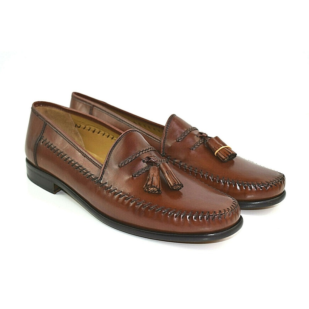 Sandro Moscoloni La Vida Men's Brown Tassel Leather Dress Loafers Shoes 11.5‎ B